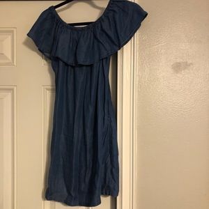 Denim off shoulder dress